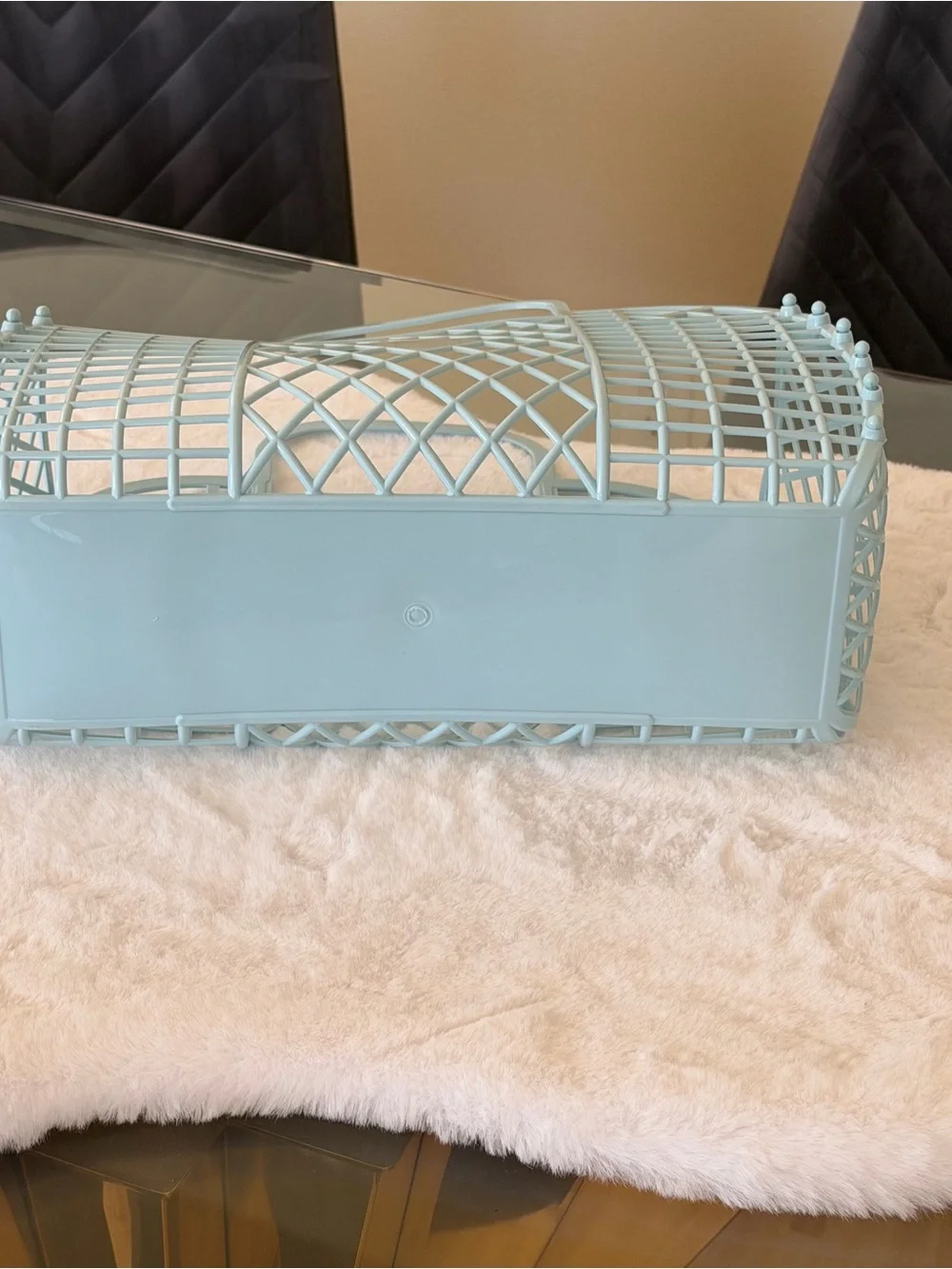 Vintage Style Light Blue Jelly Bag / Retro Lattice Tote Basket